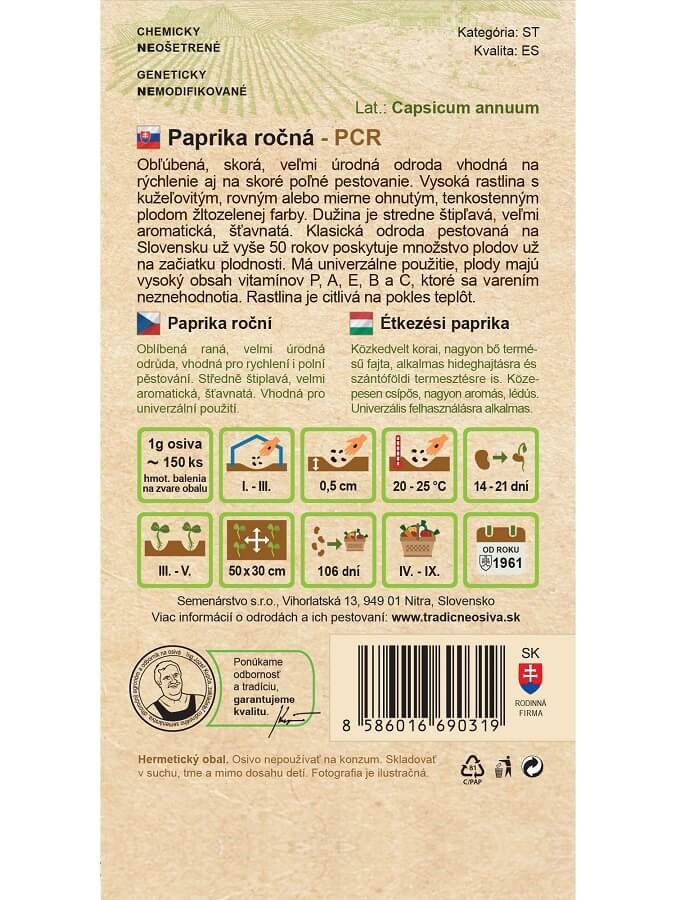 Semenárstvo Paprika ročná PCR 0,7g