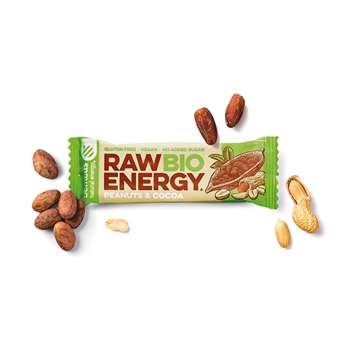 Bombus Raw BIO Energy tyčinka arašidy a kakao 50g
