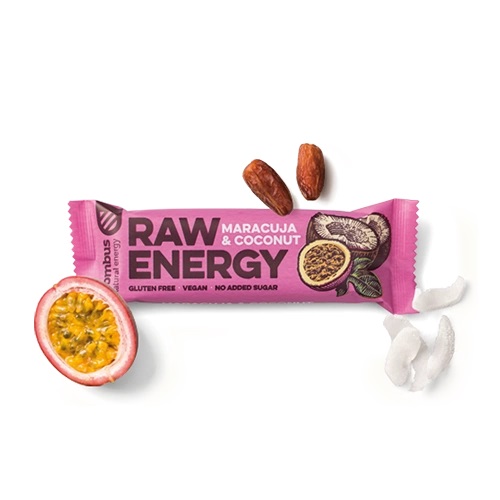 Bombus Raw Energy tyčinka maracuja a kokos 50g