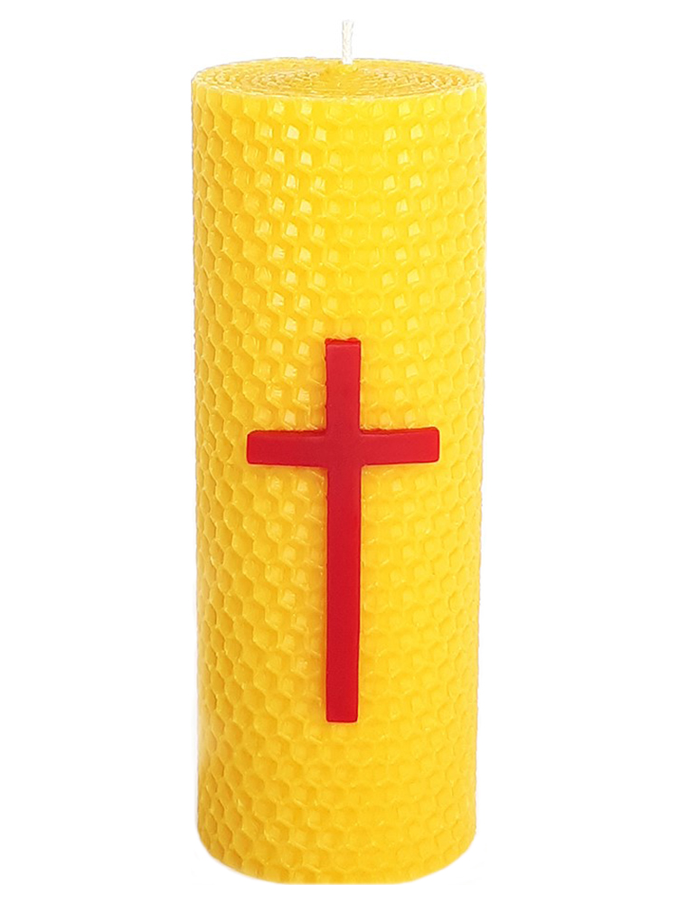 Sviečka zo včelieho vosku žltá Kríž 160mm/60mm