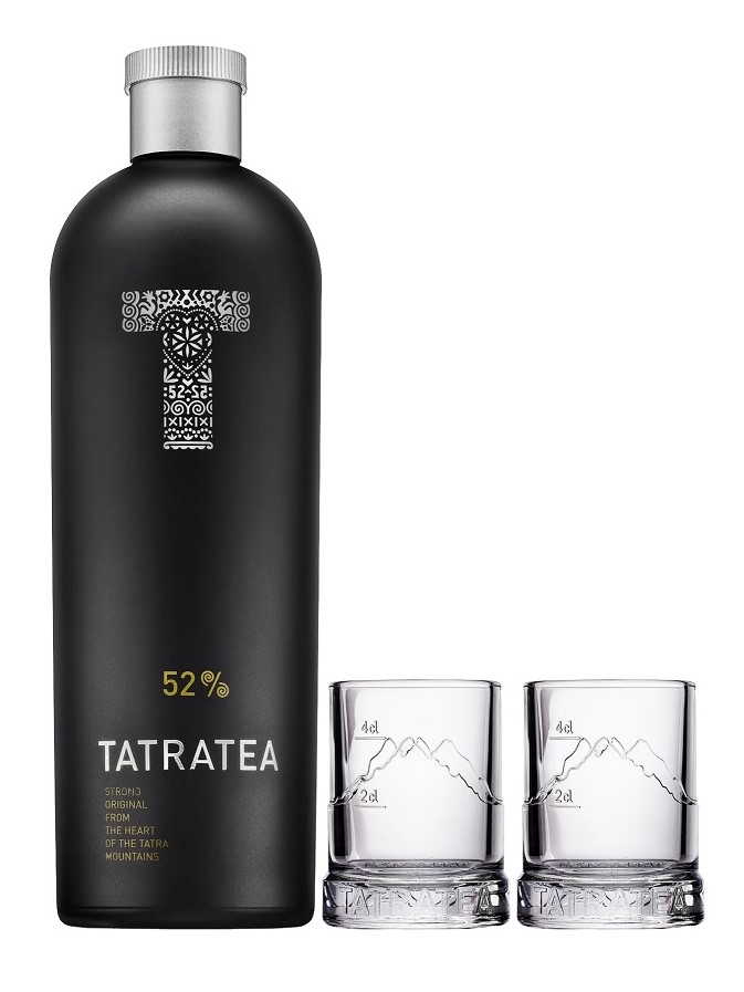 TATRATEA 52% 0,7L + 2 poháriky darčekové balenie - čierna